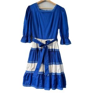 VTG Square Dance Dress Co Sz 10 Swing Full Circle Cottage Prairie‎ Peasant USA